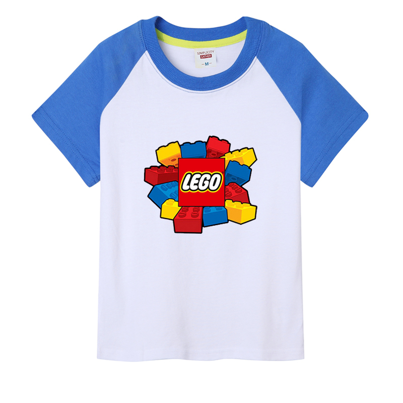 Lego T-Shirt Printed Children's Clothing Parent-Child Matching Outfits for Men and Women Trendy Loose Pure Cotton Short-Sleeve Boys' Tops New Half-Sleeve