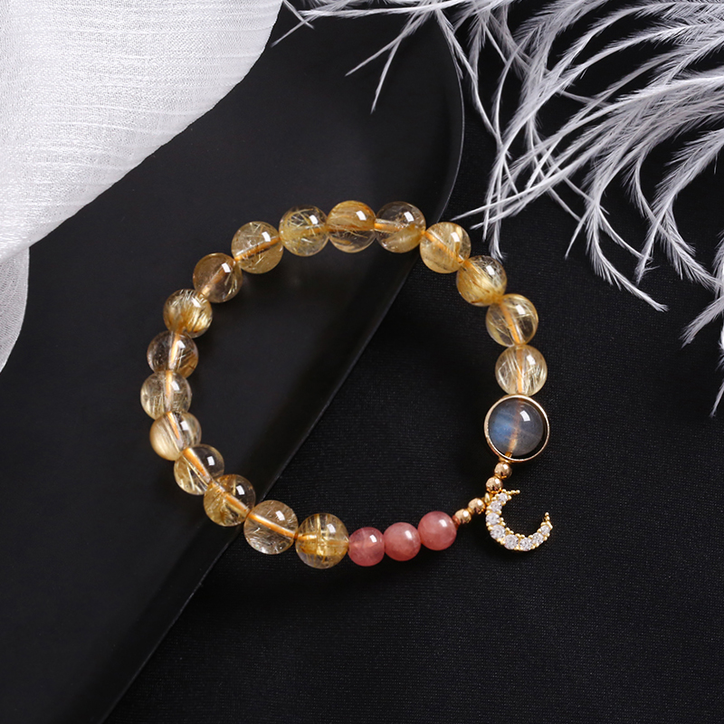 Brazil Natural Titanium Crystal Yellow Crystal Bracelet Ice Red Rock Moonlite Photospheric