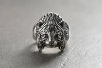 Russian Native ◇ hand made Indian indigenous cute cat pet oxidation 925 sterling silver ring