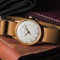 Ukrainian Elegant ◇ Ancient 1970s classic Soviet retro rocket mechanical brown leather watch