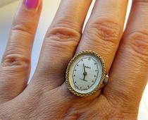 Ukrainian Gold◇ Vintage Soviet Classic Collection Elegant Gold Plated Womens Ring Mechanical Watch