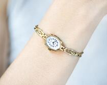 Ukraine Gold ◇ Ancient vintage Soviet 1990s Gold gilded silk mechanical Womens Watch