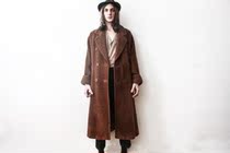 Alpaca French old-fashioned Western collar long coat camel wool woolen coat