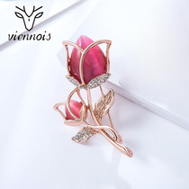 Wenhua Year Banquet Temperament Rose Brooch Womens Clothes Suit Accessories Atmospheric Simple Vintage Pin High-end