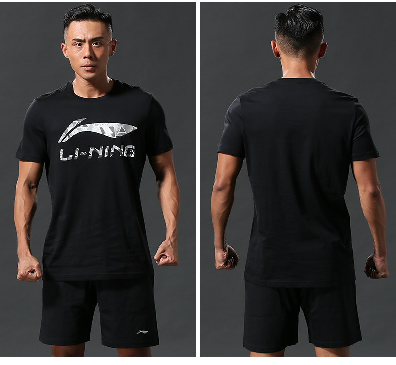 Li Ning Thể Thao Phù Hợp Với Nam Giới Mùa Hè Chạy Hai mảnh Tập Thể Dục Đặt Quần Short Giản Dị Ngắn Tay Áo Tập Thể Dục Đặt Người Đàn Ông bộ nỉ adidas