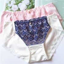 Clearance full of 49 yuan foreign trade Japanese small pearl embroidery mesh sexy mid-waist thin cotton cotton cotton womens underwear
