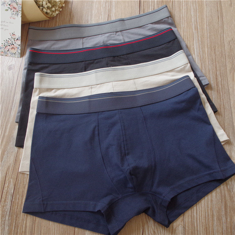 Foreign trade underwear men's solid color pure cotton mid-waist bag hip plus plus fat plus size boxer boxer shorts