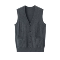 Mùa thu đông mới vest nam cashmere cổ chữ V đan áo len đan cổ rộng cỡ lớn áo khoác nam giả vest