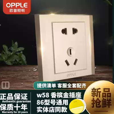 OPU 86 type single and double cut wall concealed five-hole power switch socket panel champagne gold household switch w58