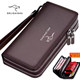 Double zipper genuine leather texture long double-tie handbag
