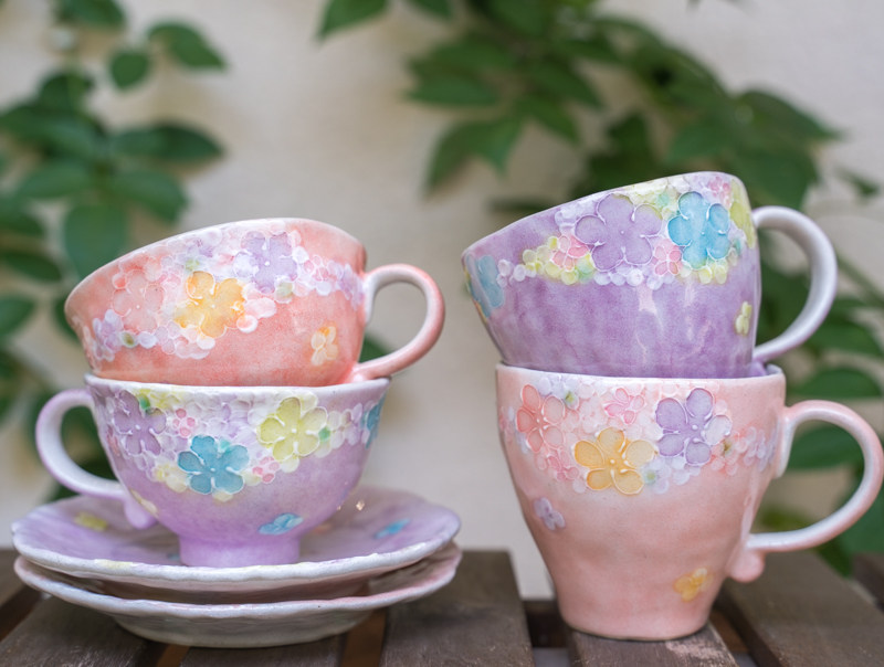 Reenter Ho Japan Sedo Burn Hand-painted Colorful Painted Mark Cup Coffee Cup Milk Water Cup