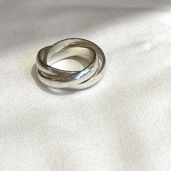 Three-ring classic silver closed ring w-1095