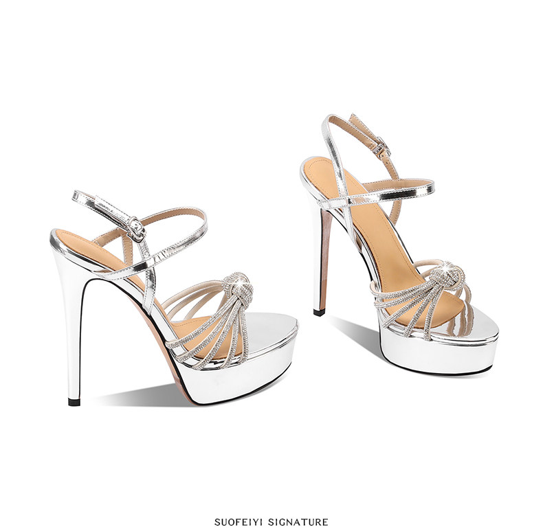Sandal cao gót nữ hở mũi đính đá pha lê gót nhọn 10–13 cm — Đen Cao gót 10cm, Champagne Cao gót 10cm, Bạc Cao gót 10cm, Đen Cao gót 13cm chi tiết 9