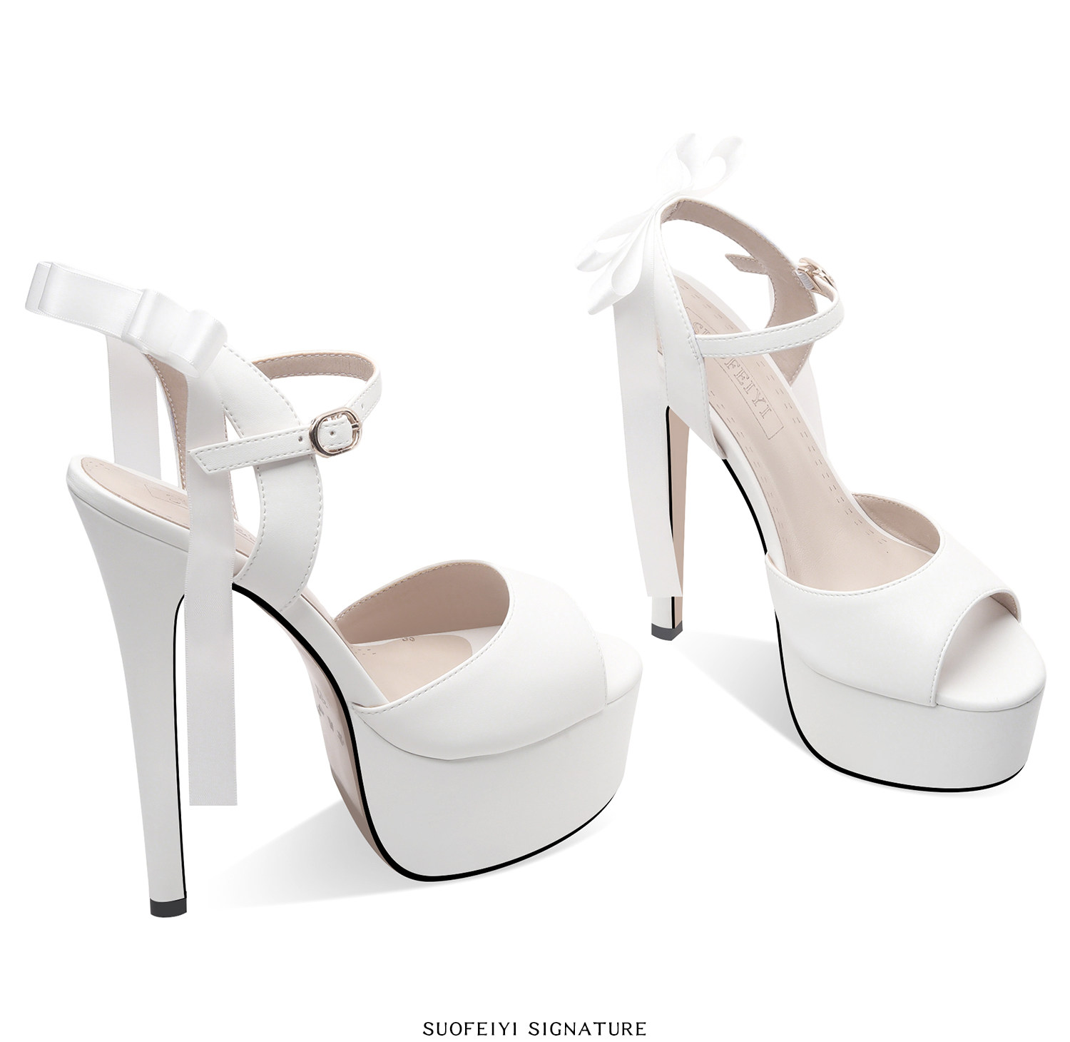 Sandal cao gót nữ hở mũi nơ bướm đế platform gót 12-15 cm — Đen Cao Gót 12cm, Trắng Cao Gót 12cm, Đen Cao Gót 13cm, Trắng Cao Gót 13cm chi tiết 11