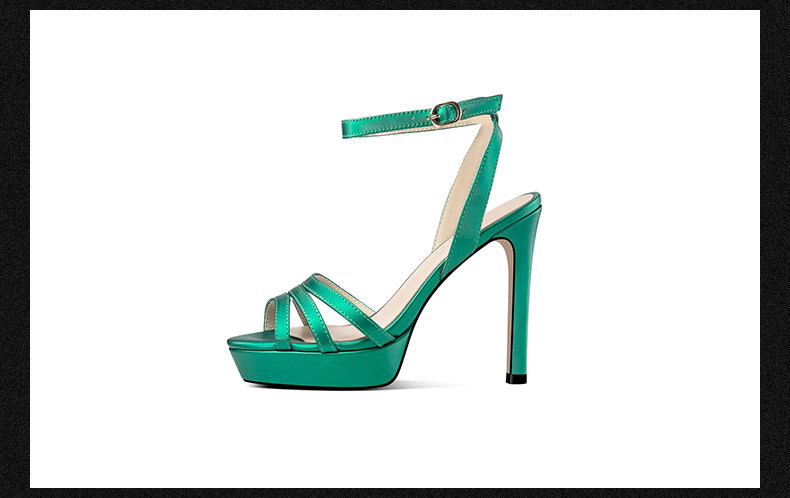 Sandal cao gót nữ hở mũi quai mảnh đế platform chống nước — Hồng Đậu, Xanh Lá chi tiết 11