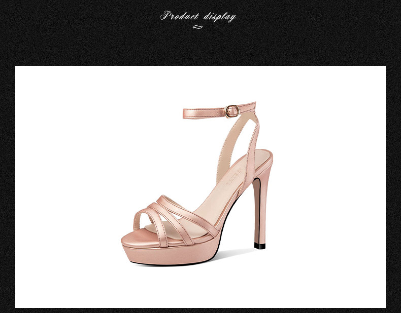 Sandal cao gót nữ hở mũi quai mảnh đế platform chống nước — Hồng Đậu, Xanh Lá chi tiết 10