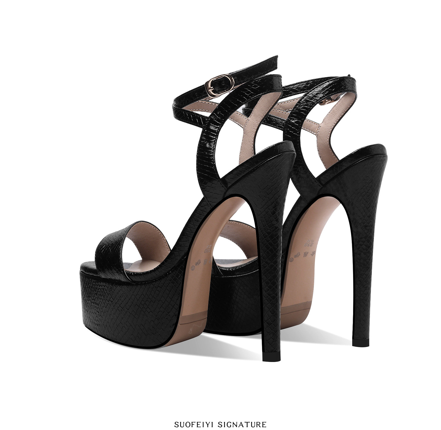 Sandal cao gót nữ hở mũi quai ngang kiểu Pháp, gót nhọn 12–15 cm — Đen Cao Gót 12cm, Vàng Cao Gót 12cm, Bạc Cao Gót 12cm, Đen Cao Gót 13cm chi tiết 3