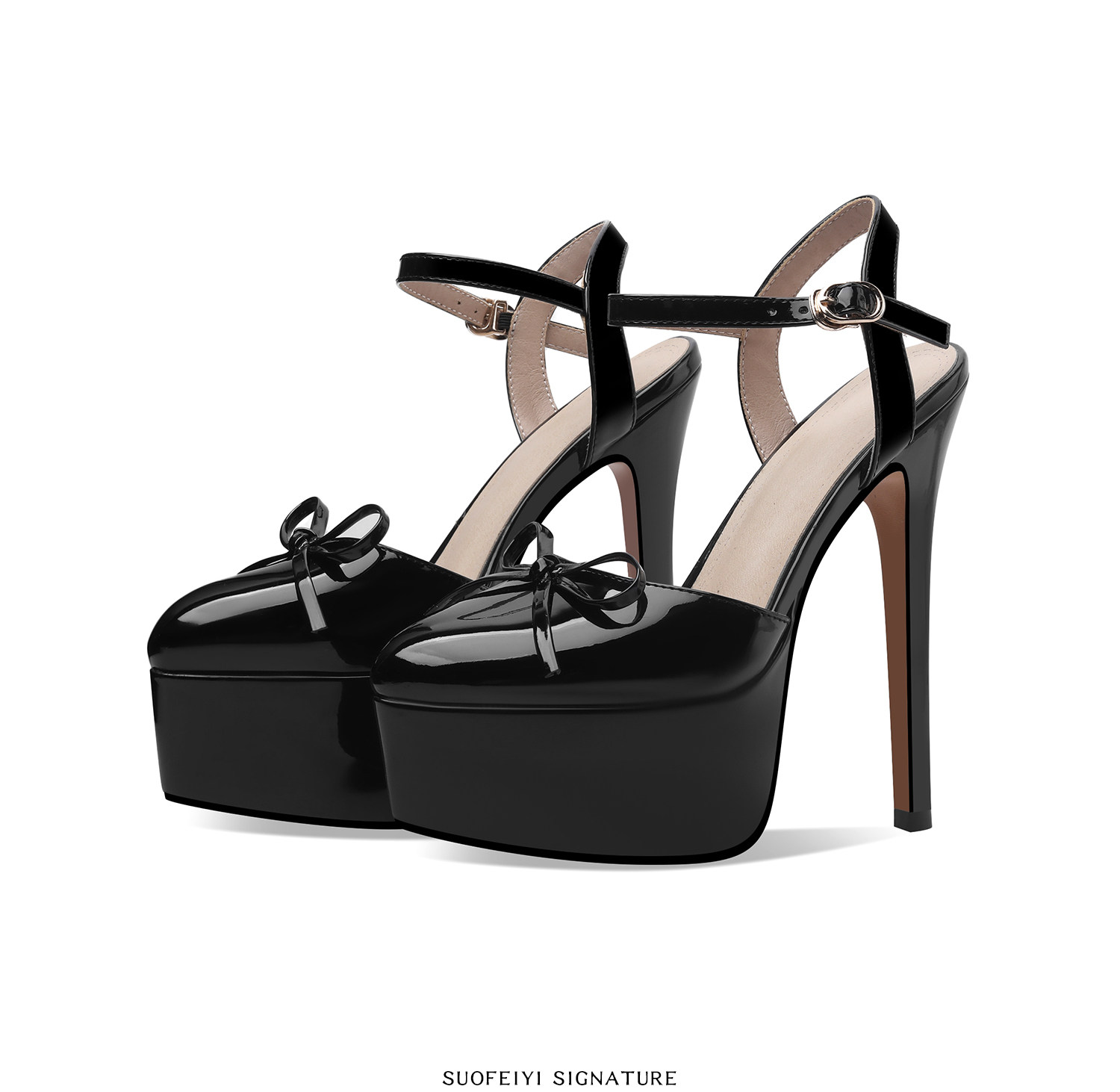 Sandal cao gót nữ mũi nhọn quai mảnh gót nhọn 9 cm — Đen, Mơ chi tiết 5