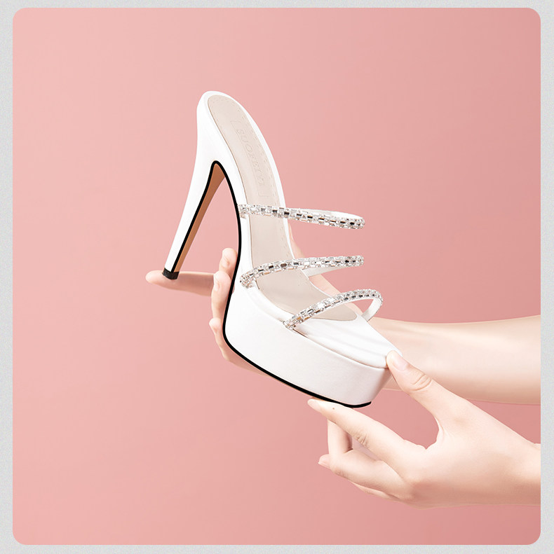 Sandal cao gót nữ hở mũi đính đá quai mảnh gót nhọn 6-8cm — Giày nhọn đen 35847-1, Giày nhọn trắng 35847-1, Black (Thick Heel) 35647-1, White (Thick Heel) 35647-1 chi tiết 19