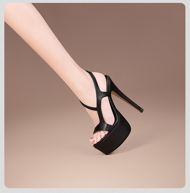 Sandal cao gót nữ hở mũi quai mảnh phong cách Pháp, gót nhọn 12-15 cm, đế platform chống mỏi — Đen Cao gót 15cm 91531, Đen Cao gót 13cm 91231, Đen Cao gót 12cm 18831, Vàng chanh Cao gót 15cm 91531 chi tiết 16