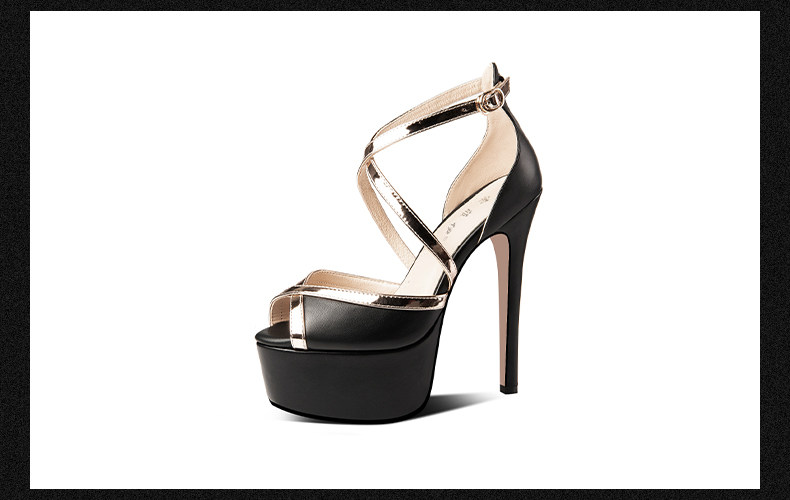 Sandal cao gót nữ hở mũi đế platform chống nước, gót siêu cao 13-15 cm — Trắng Cao Gót 13cm, Đen Cao Gót 13cm, Trắng Cao Gót 15cm, Đen Cao Gót 15cm chi tiết 12