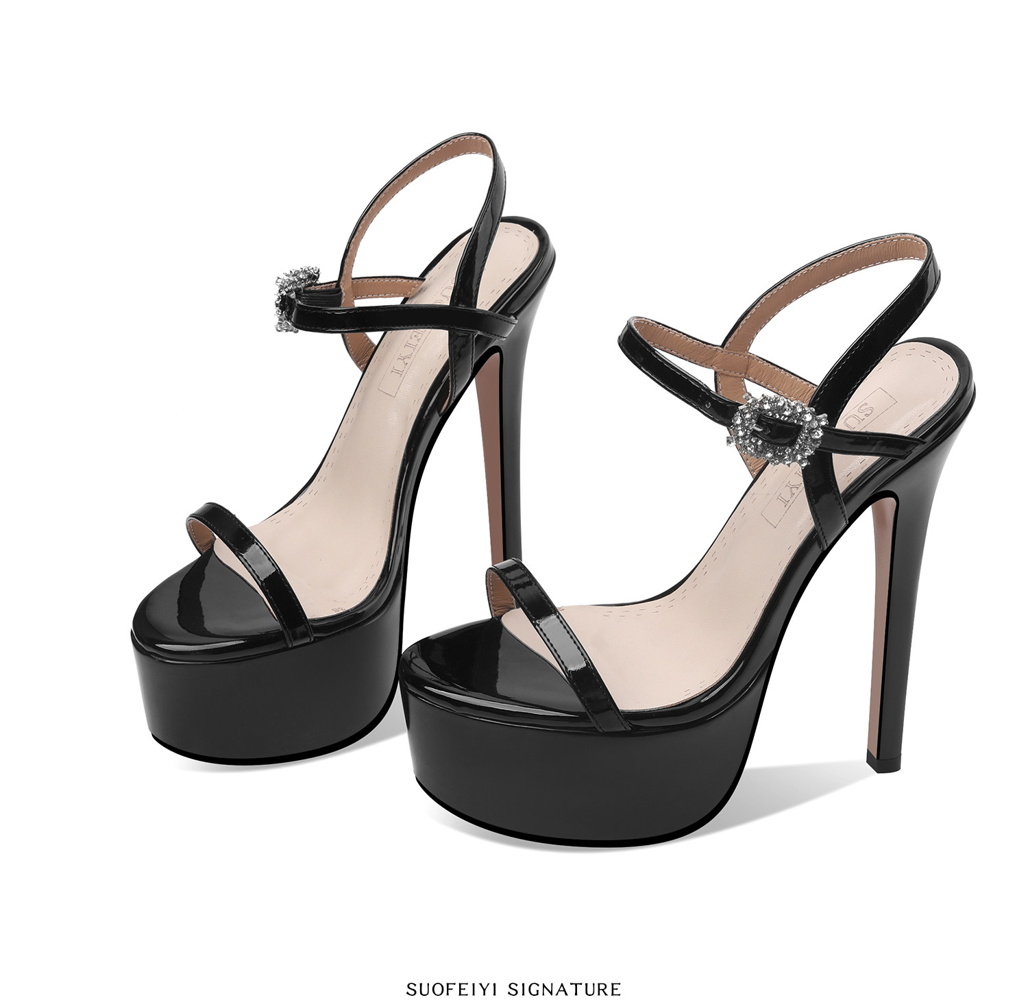 Sandal cao gót nữ mũi nhọn quai mảnh đế dày platform gót 12-15 cm — Đen Cao Gót 12cm, Mơ Cao Gót 12cm, Đen Cao Gót 13cm, Mơ Cao Gót 13cm chi tiết 4