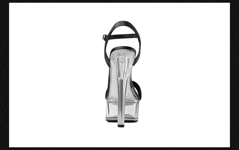 Sandal cao gót nữ hở mũi đính đá pha lê, gót nhọn 12–15 cm, đế platform chống nước — Đen Cao Gót 12cm, Đen Cao Gót 15cm chi tiết 12