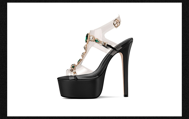 Sandal cao gót nữ hở mũi đính đá khóa quai siêu cao gót 12–15 cm — Đen Cao gót 12cm, Mơ Cao gót 12cm, Đen Cao gót 13cm, Mơ Cao gót 13cm chi tiết 11