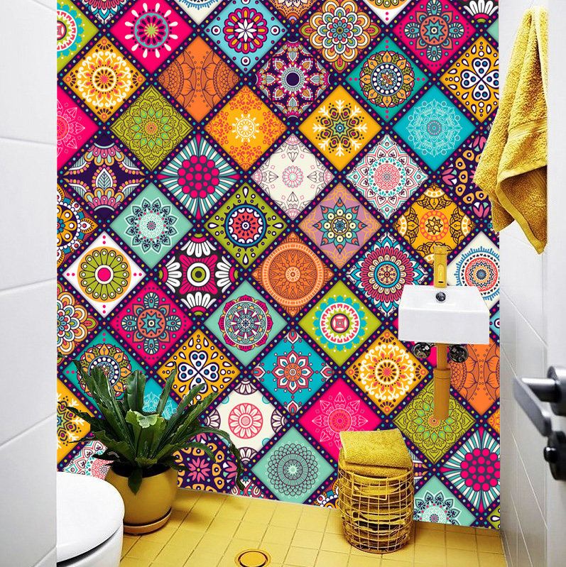 Floor stickers decorative wall stickers waterproof self-adhesive wallpaper tile stickers kitchen bathroom living room wallpaper self-adhesive stickers