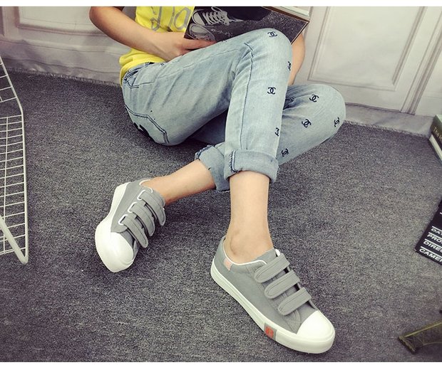 2019 xuân mới ma thuật hoang dã dán giày vải Giày sinh viên Hàn Quốc giày đế bằng màu trắng lười biếng - Plimsolls giầy nữ cao cấp