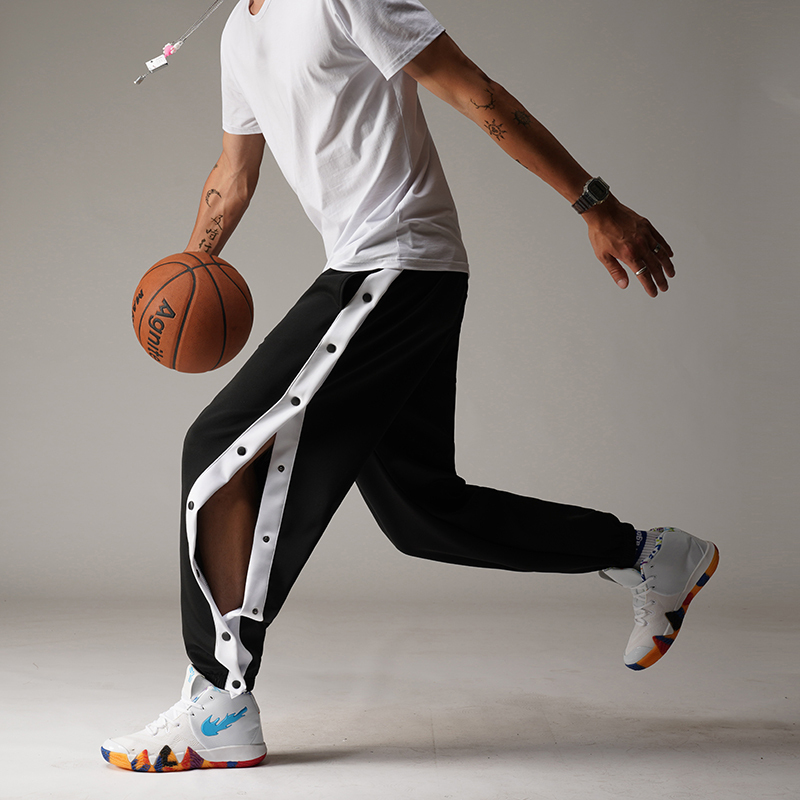 Sports Full-Button Basketball Pants for Men, Autumn and Winter New Style, Quick-Release Sweatpants, Casual Versatile Ice Silk Quick-Dry Long Pants