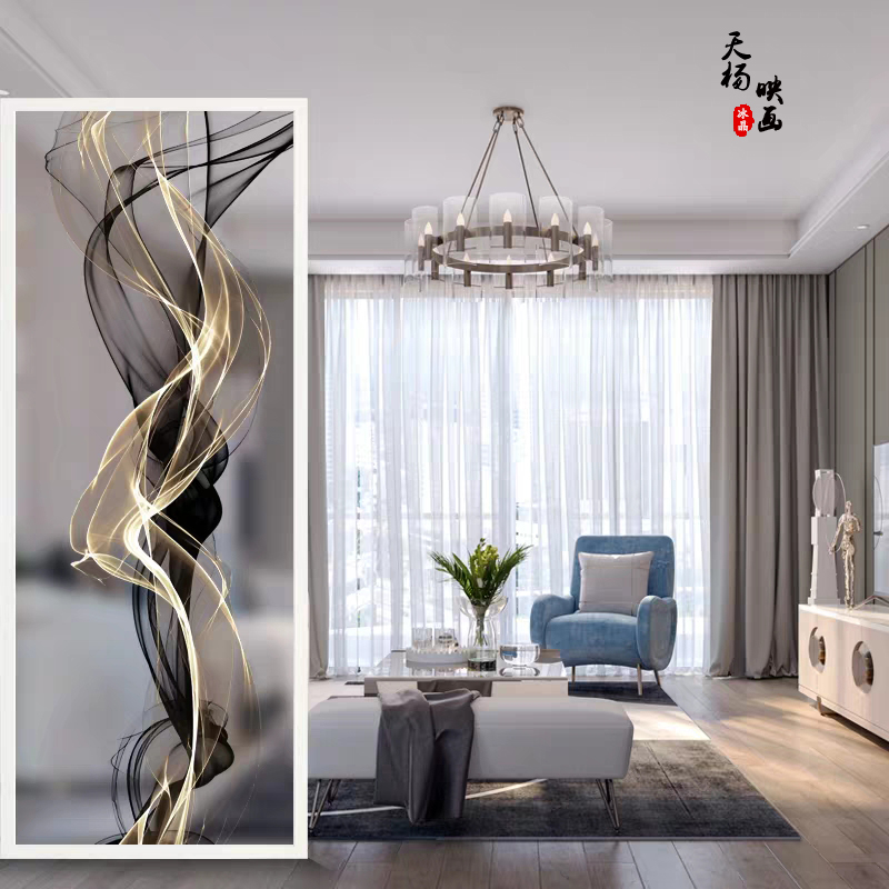 New Chinese 3D art glass screen partition double - sided frost into light luxury shoe cabinet alcohol severance tempered glass