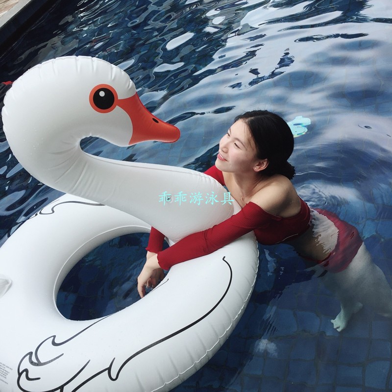 Inflatable Black Swan white swan swimming ring water adult underarm circle swimming auxiliary blister floating bed