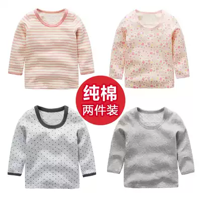 Children's air layer heating clothing cotton long sleeve Japanese baby autumn coat spring and autumn clothing without fluorescent light 2 pieces