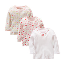 3 pieces of Japanese girls autumn clothes cotton long sleeve T-shirt top baby clothes childrens clothes baby underwear base shirt