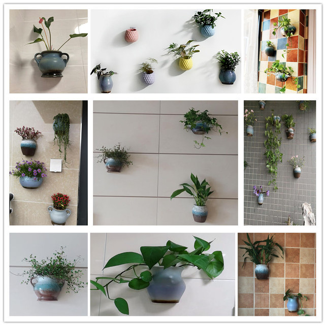 Balcony mounted wall-mounted orchid pot pot pothos ceramic hydroponic ສີຂາວ succulent pothos beads ບໍ່ມີ punch ໃນລົ່ມ