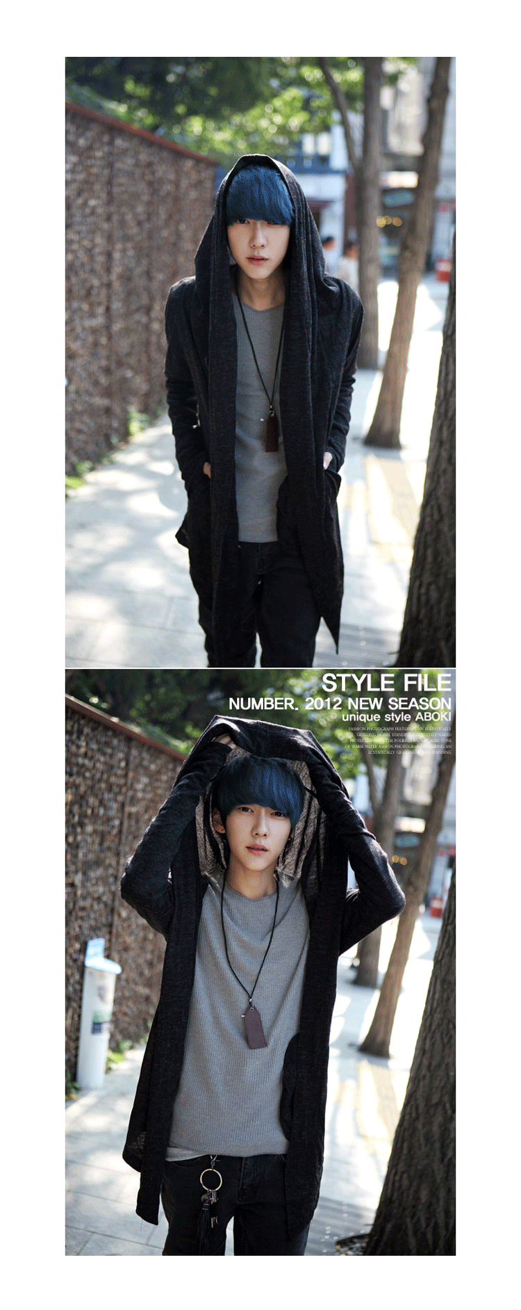 Triều thương hiệu người đàn ông đen phần dài mỏng cardigan áo len nam Hàn Quốc áo len áo len nam thanh niên hoodie áo khoác