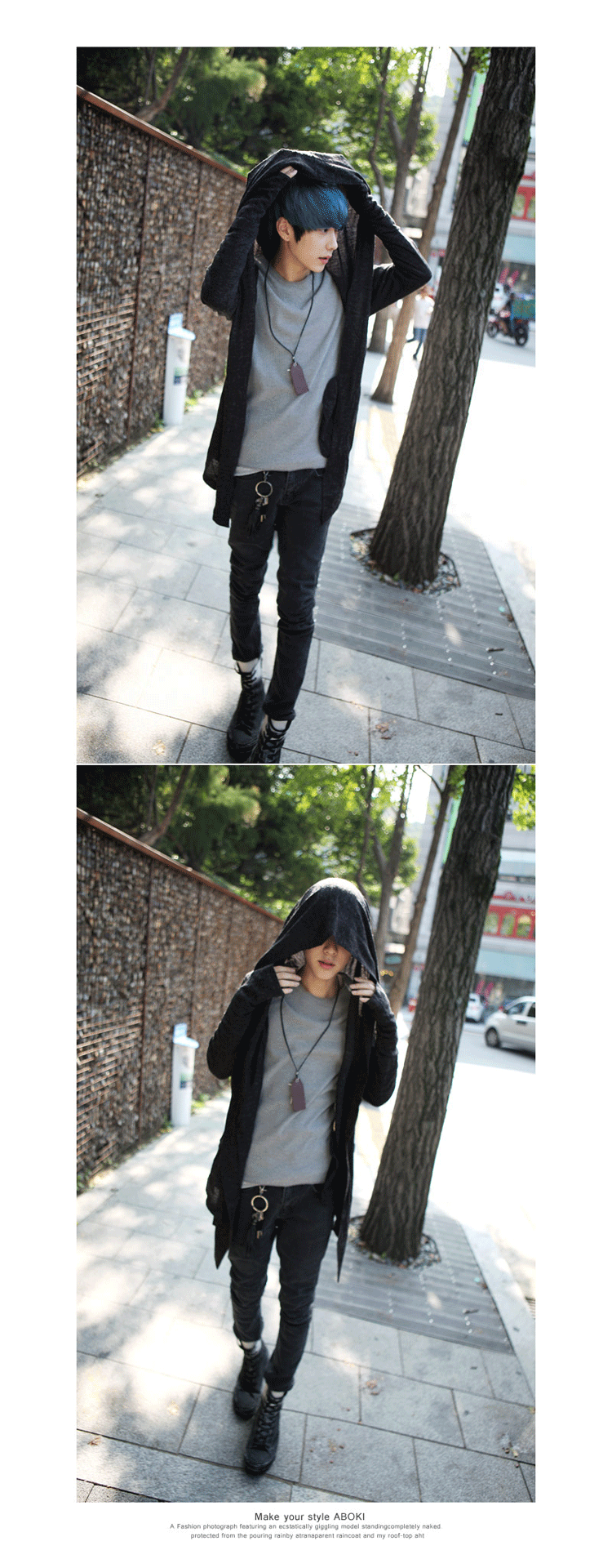 Triều thương hiệu người đàn ông đen phần dài mỏng cardigan áo len nam Hàn Quốc áo len áo len nam thanh niên hoodie áo khoác