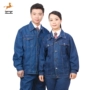 Mùa đông dày bông bảo hiểm lao động denim hàn quần áo làm việc phù hợp với nam mặc thợ hàn dụng cụ đồ bộ kiểu mới