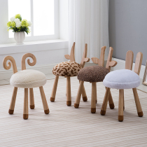 Nordic solid wood creative stool childrens stool designer furniture baby chair removable and wash cute fun dwarf stool animal stool