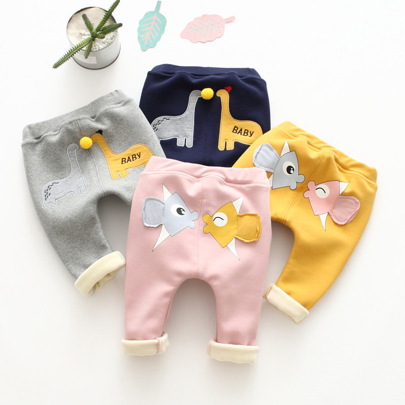 Baby underwear plus velvet big PP autumn and winter boys and girls children's pants can be opened to open the file baby pants warm pants baby pants