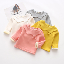 Baby plus velvet base shirt girls autumn and winter clothes baby warm coat cotton child T-shirt foreign wear 1-3 years old