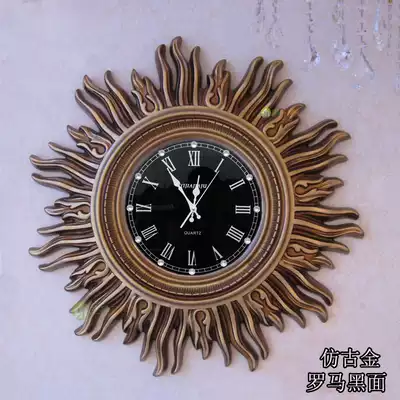 High-end European-style clock American wall clock living room meal large sun decoration wall clock hotel clock mute hotel wall clock
