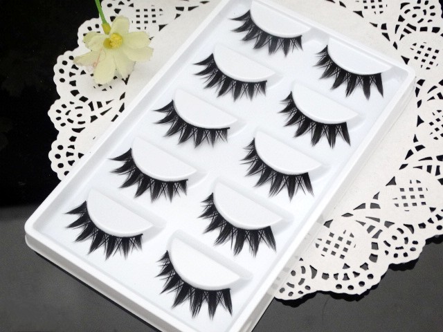 5 cặp lông cứng cụm lông mi giả ngây thơ nhỏ trang điểm mắt quỷ Barbie đơn mí đôi thân rộng trên lông mi lông mi giả tự nhiên hàn quốc
