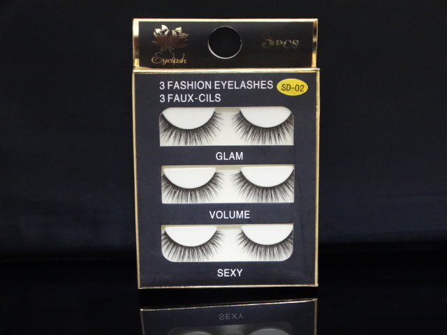3D giả lông mi 3 cặp trang điểm nude thực tế tự nhiên một mí đôi cứng cứng lông mi ngắn long mi gia