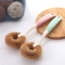 Household natural coconut palm brush wash pot brush long handle brush kitchen cleaning supplies household non-stick oil decontamination brush