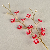 Красные белые бусины, 1 шт