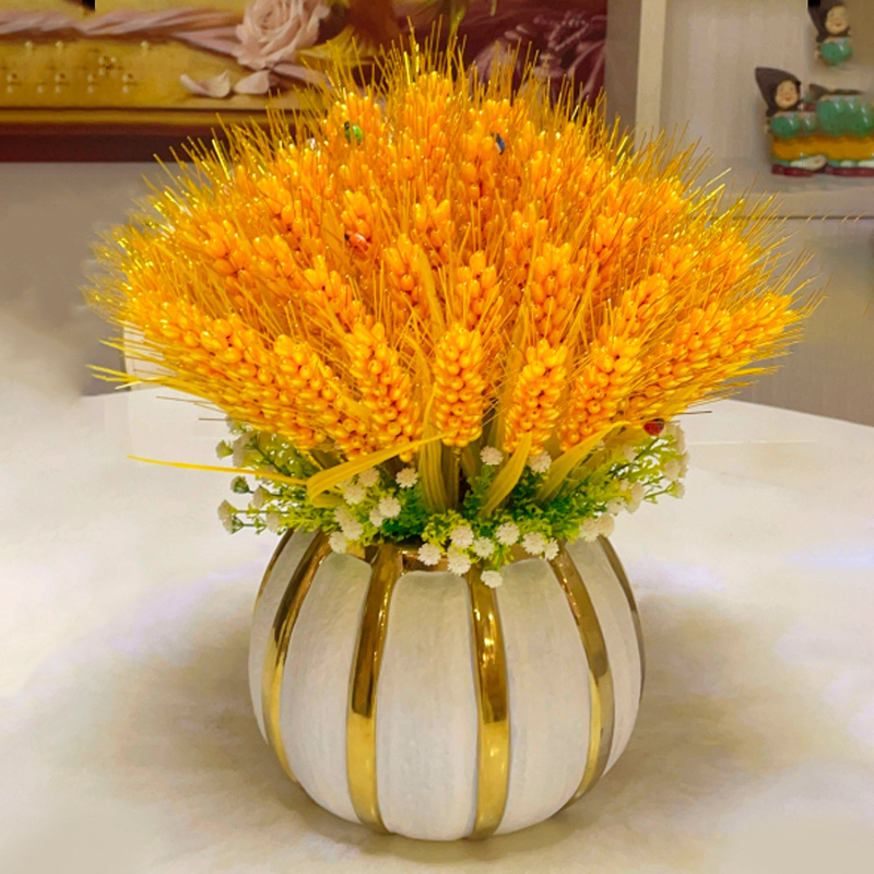 Rice Beads, Golden Wheat Ears Material Kit, Handmade DIY Beading, Dried Flowers, Barley Bouquet, Vase Arrangement, Artificial Decoration
