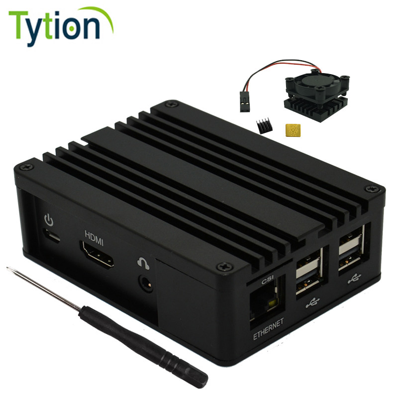 Raspberry Pi 3B 4B aluminum alloy shell development board micro chassis metal box with on-board silent small fan