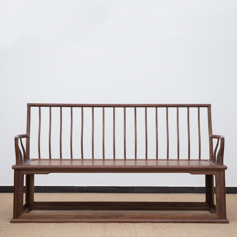 Old elm new Chinese solid wood double chair tea chair bench simple comb back chair sofa chair black walnut furniture